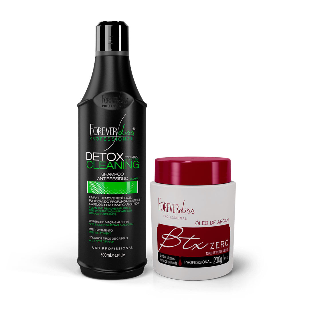 Kit Shampoo Detox com Máscara Volume Zero Argan Oil - Forever Liss