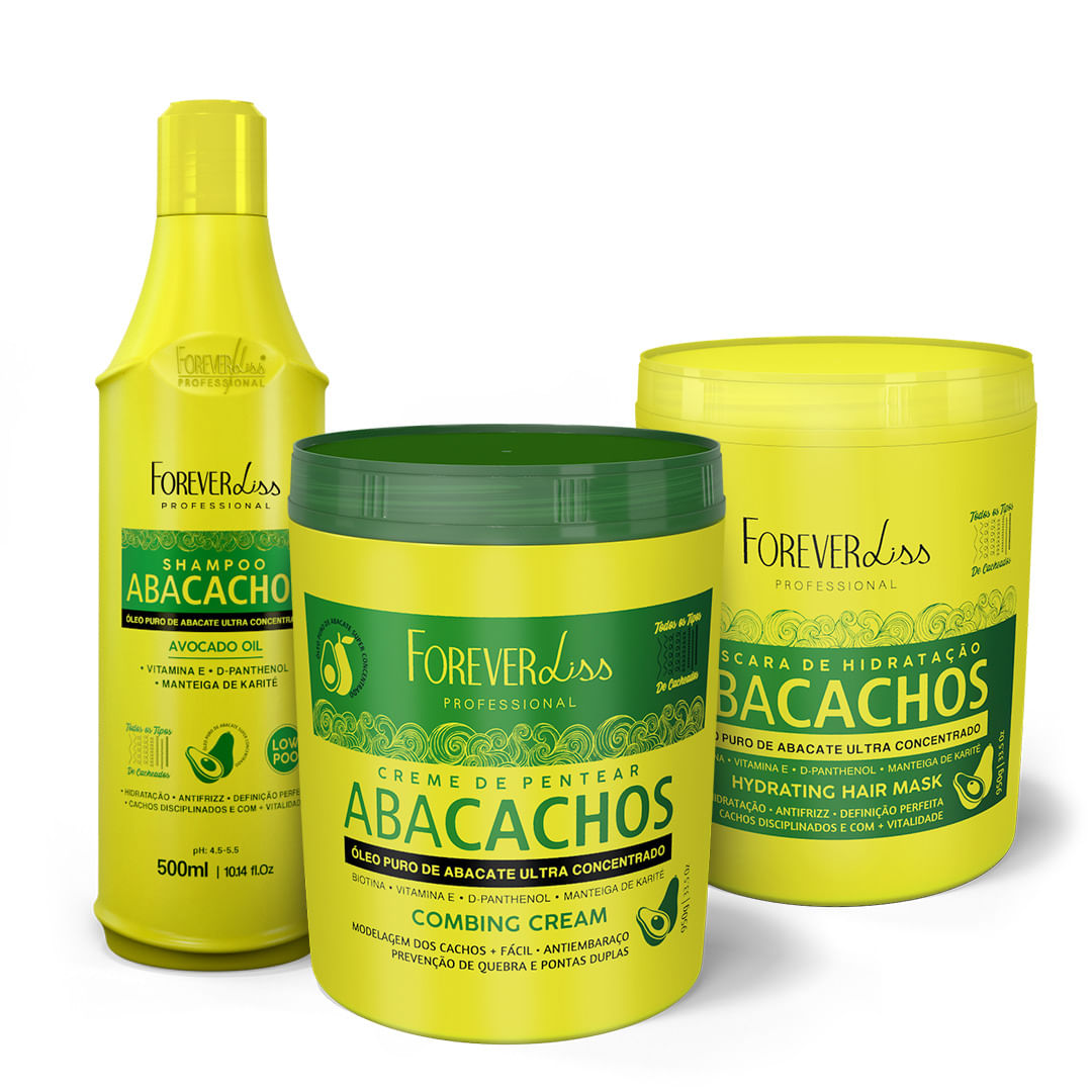 Kit Tratamento Capilar com Abacate Abacachos Forever Liss Kit Tratamento Capilar com Abacate Abacachos Forever Liss