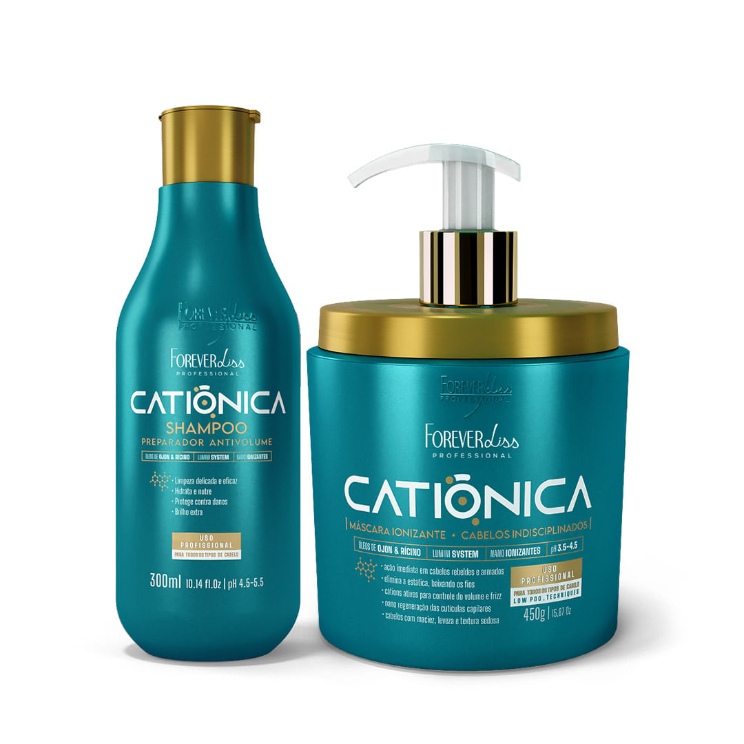 Kit Shampoo e Máscara Capilar Catiônica Forever Liss