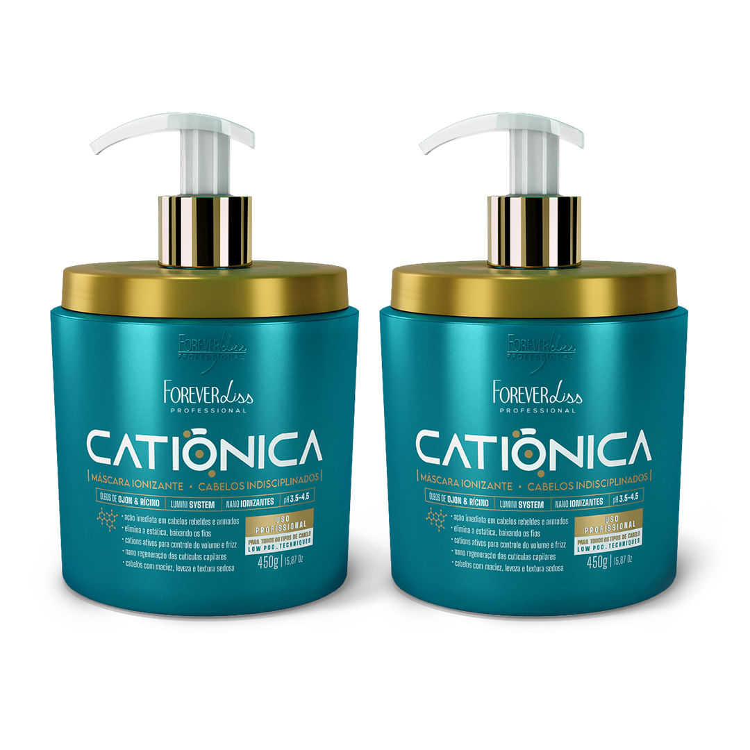 Combo com 2 Máscara Catiônica Forever Liss 450g Combo com 2 Máscara Catiônica Forever Liss 450g
