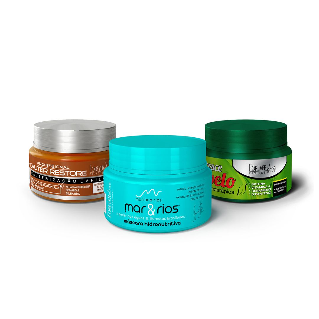 Kit Mini Máscara Mar e Rios Com Cresce Cabelo e Cauterização Kit Mini Máscara Mar e Rios Com Cresce Cabelo e Cauterização